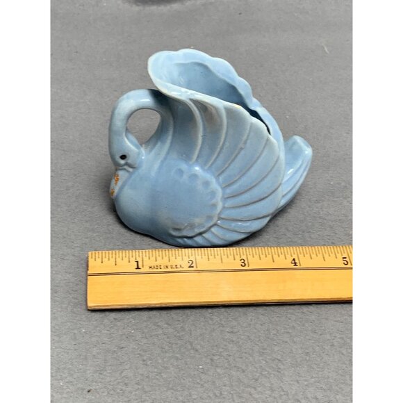 Vintage Blue Swan Ceramic Planter Figurine Small Decorative Vase Pot By Shawnee - Picture 6 of 9